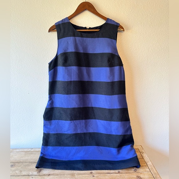 Banana Republic Blue Striped Sleeveless Dress Size 14 - Picture 1 of 3